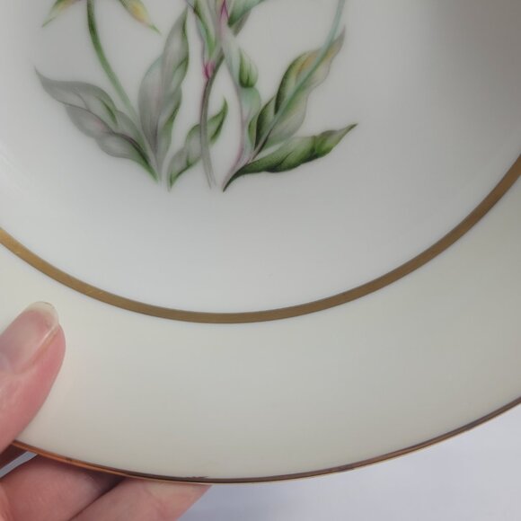 Mikado Harmony Round Serving Bowl Cream Rim Pink Floral Center - Picture 6 of 14